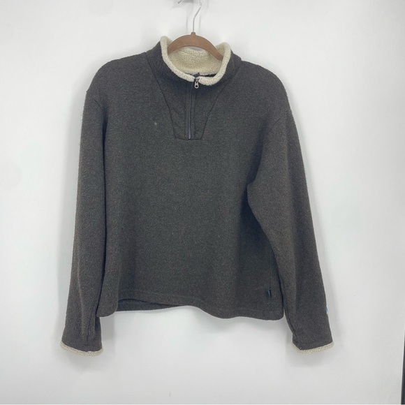 Kuhl Alfpaca Fleece Jacket Dark Brown 1/4 Zip pullover sweater Sz XL - Picture 1 of 9